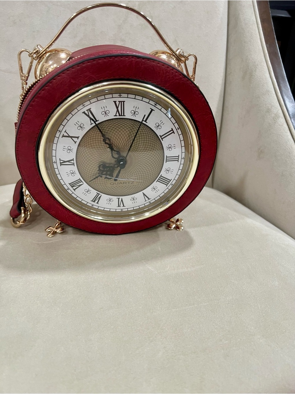 Red Round Accent Clock Purse - Unbranded